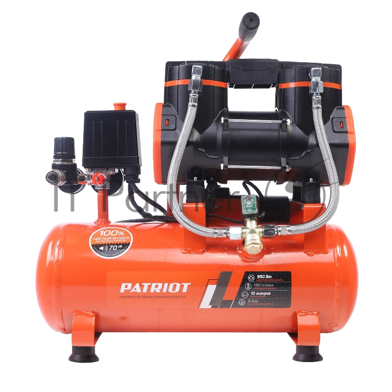 Компрессор Patriot поршневой безмасляный KDS 190 F10 (190 л/мин, 0,95 кВт, 8 бар, 10 л, 2800 об/мин, быстросъем 1/4)