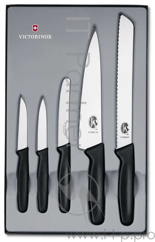 Набор ножей Victorinox STANDART (5.1163.5) стальной черный подар.коробка