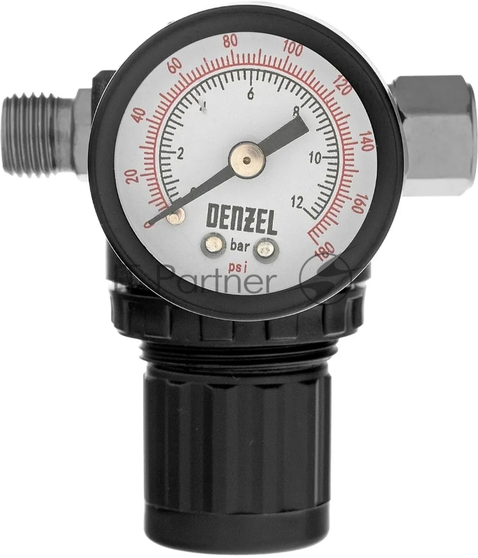 Регулятор давления с манометром Denzel R1500, 12 бар, 1/4