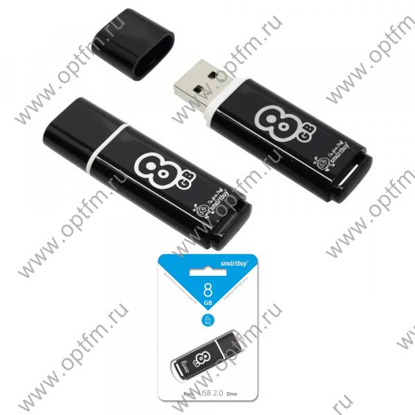 8GB USB 2.0 Flash Drive SmartBuy Glossy черный (SB8GBGS-K)