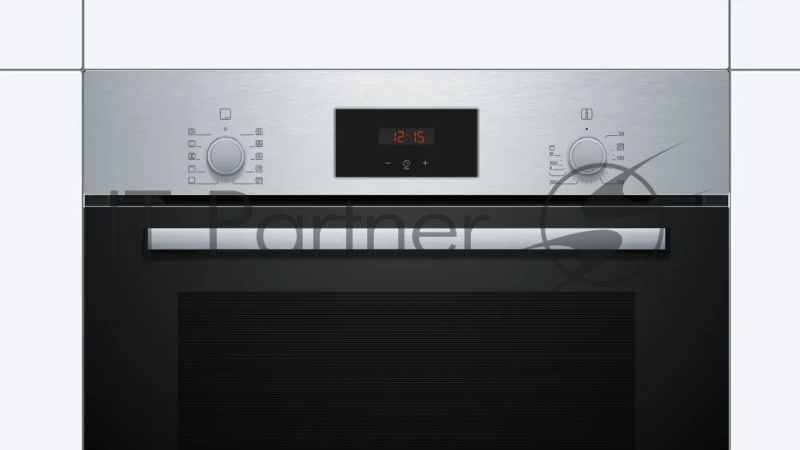 Духовой шкаф Bosch HBF512BS1T Serie 2, нержавеющая сталь, класс энергоэффективности А, 7 режимов, 3-х слойное остекление, LED-дисплей, утапливаемые переключатели, галогенное освещение, проволочные направляющие, сделано в Турции,