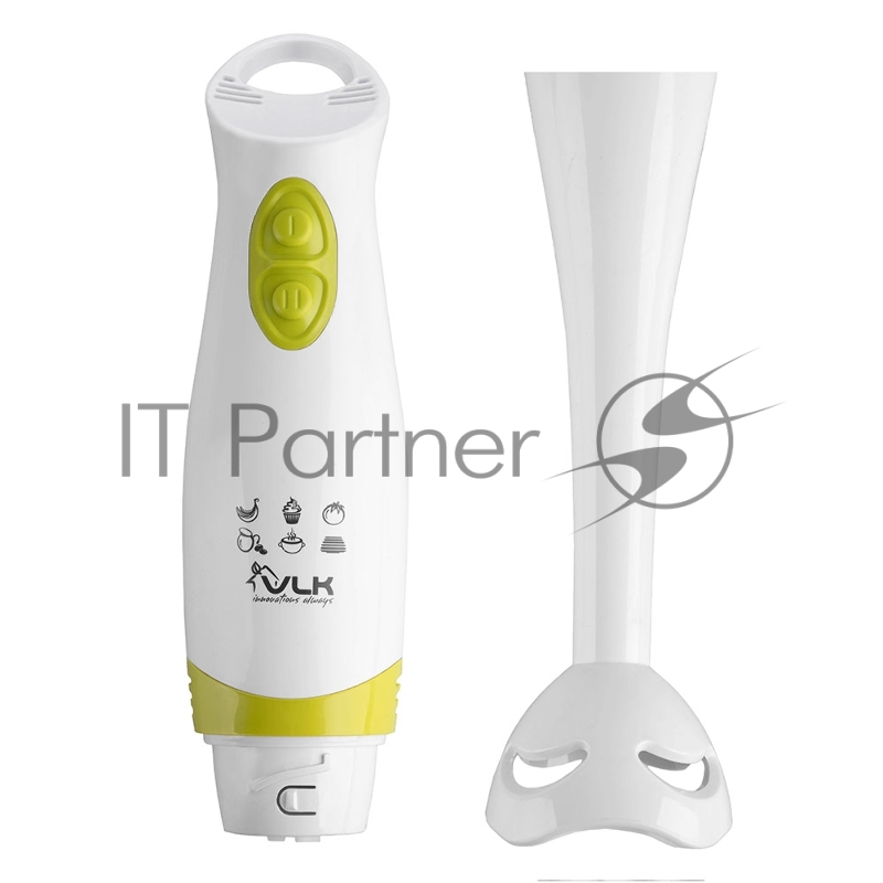 Блендер погружной VLK Profi 100, мощность 400Вт, цвет белый/зеленый, 2 режима работы, нож из нерж. стали
