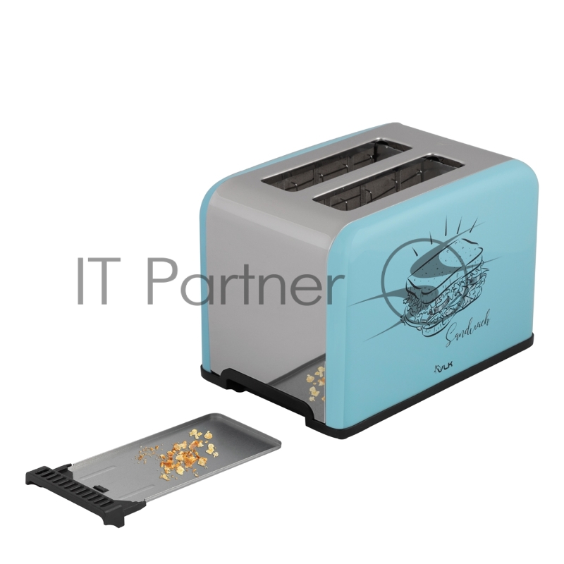 Тостер VLK Palermo 100, мощность 900 Вт, цвет голубой, 5 регулировок поджаривания