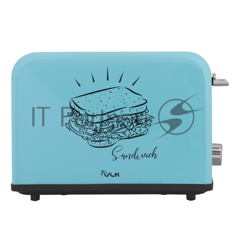 Тостер VLK Palermo 100, мощность 900 Вт, цвет голубой, 5 регулировок поджаривания