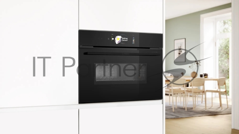 Встраиваемый духовой шкаф Bosch CMG978NB1 Accent line с микроволновой печью и 22 типами нагрева, 45.5x59.5x54.8 см, 45л, дисплей,инвертор,SoftClose и SoftOpen, Bosch Assist, черный. Телескопические направляющие 1 уровень,пиролитическая очистка,многот