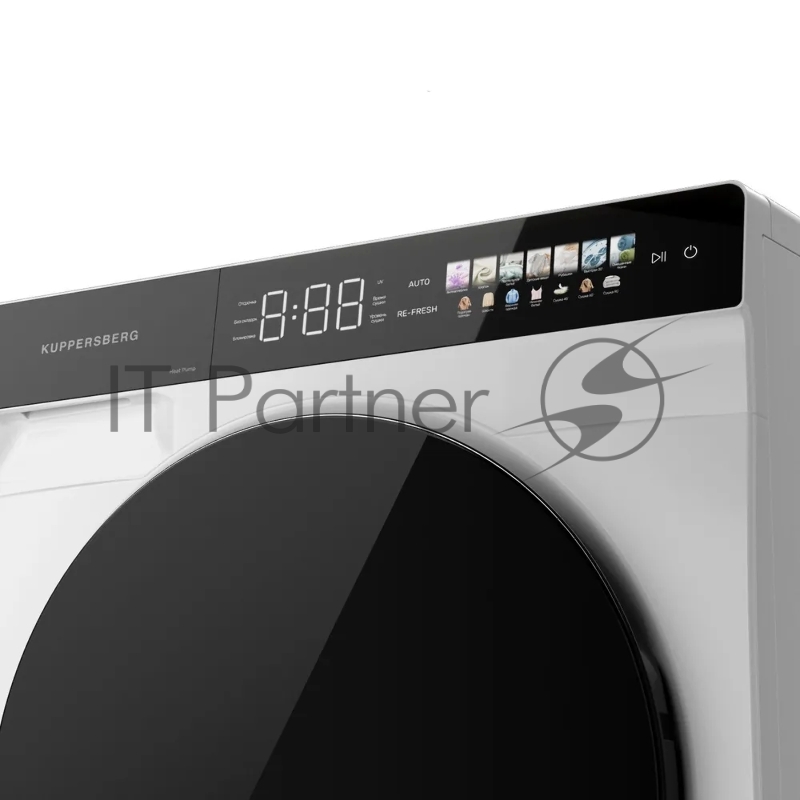 Сушильная машина KUPPERSBERG DM 591 W, High-Tech, загрузка 10 кг, 16 программ, тепловой насос, отсрочка старта, реверс барабана, ультрафиолет, сенсорное управление, блокировка от детей, энергоэффективность А+, цвет белый