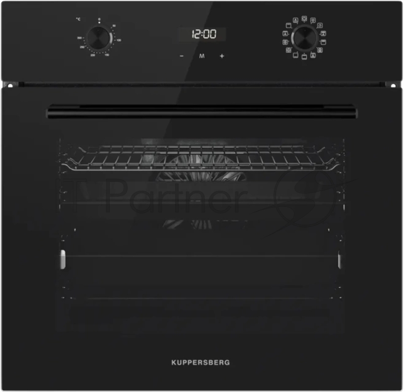 Встраиваемый духовой шкаф KUPPERSBERG HO 678 B High-Tech, объем 70 л, 13 режимов, электронное управление (утапливаемые переключатели, аналоговый дисплей), телескопические направляющие на одном уровне, Soft close, максимальная температура 300 градусов