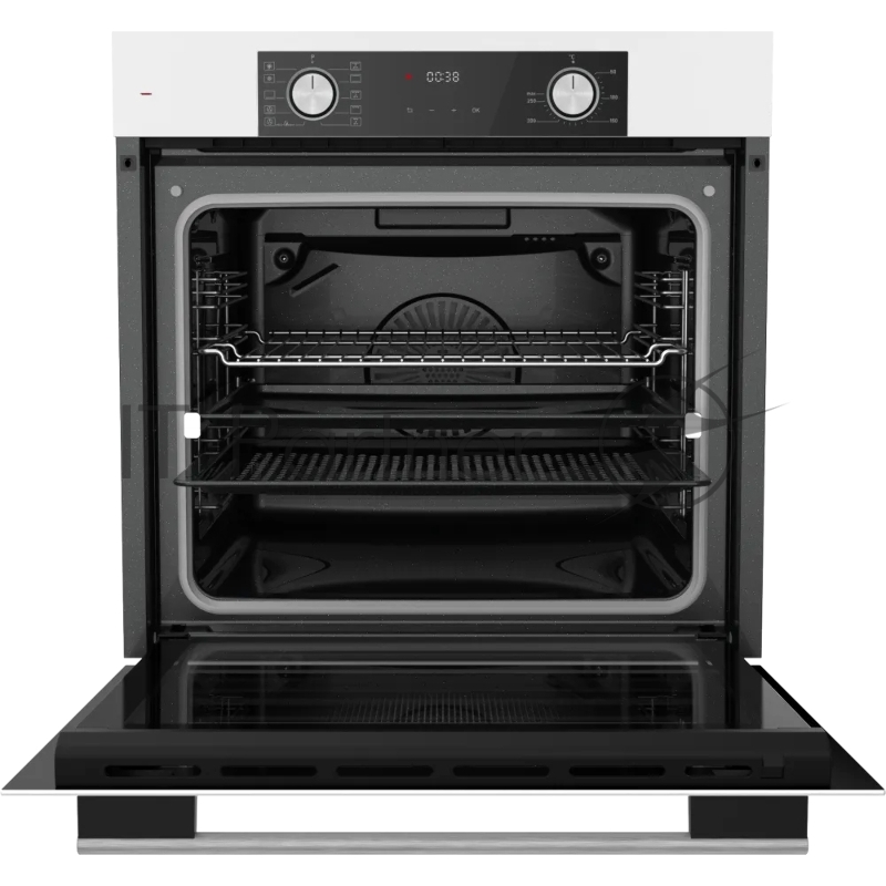 Встраиваемый духовой шкаф Kuppersberg HF 610 W 60 см, 80 л, 10 режимов, эмаль легкой очистки, поворотные переключатели, телескопические направляющие на 1 уровне, белый цвет