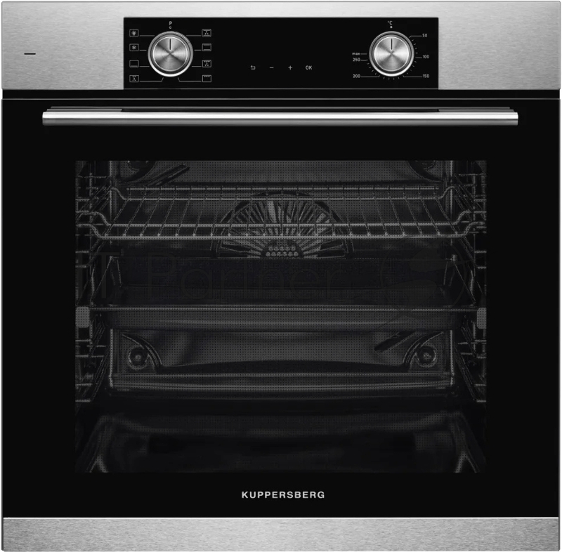 Встраиваемый духовой шкаф Kuppersberg HF 608 BX 80 л, High-Tech, 6 режимов, паровая очистка, черный, нерж. сталь
