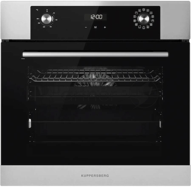Встраиваемый духовой шкаф KUPPERSBERG HO 677 BX, High-Tech, объем 70 л, 13 режимов, электронное управление (утапливаемые переключатели, аналоговый дисплей), телескопические направляющие на одном уровне, максимальная температура 300 градусов, 2 стекла