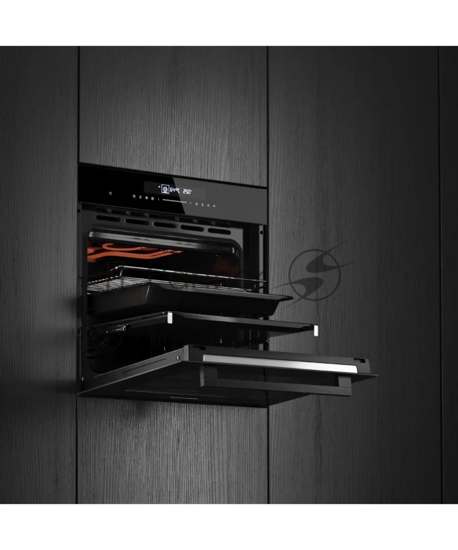 Встраиваемый духовой шкаф KUPPERSBERG HT 613 Black, High-Tech, объем 72 л, 12 режимов работы, быстрый нагрев, телескопические направляющие, доводчик двери, таймер, термощуп, 3 стекла в дверце, сенсорное управление, блокировка от детей, энергоэффектив