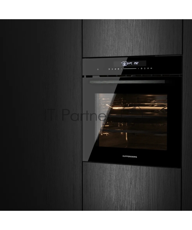 Встраиваемый духовой шкаф KUPPERSBERG HT 613 Black, High-Tech, объем 72 л, 12 режимов работы, быстрый нагрев, телескопические направляющие, доводчик двери, таймер, термощуп, 3 стекла в дверце, сенсорное управление, блокировка от детей, энергоэффектив