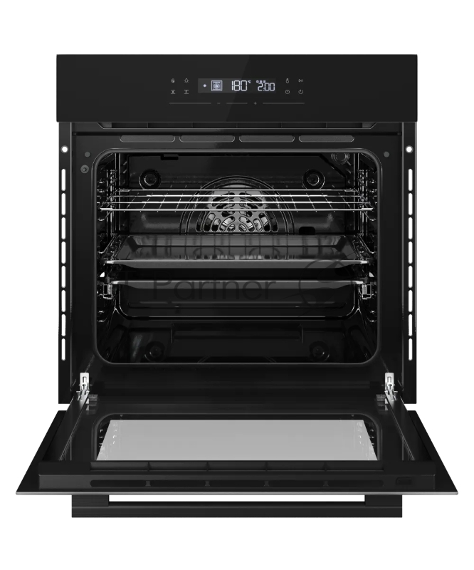 Встраиваемый духовой шкаф KUPPERSBERG HO 615 B, High-Tech, объем 73 л, 10 режимов, сенсорное управление, дисплей, таймер, 6 авто программ, гидролизная очистка, телескопические направляющие на одном уровне, поддержание температуры, блокировка от детей