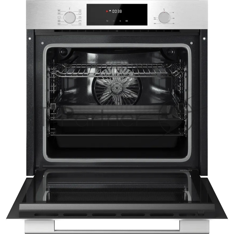 Встраиваемый духовой шкаф KUPPERSBERG HF 609 BX, High-Tech, объем 80 л, 10 режимов работы, телескопические направляющие, цифровой таймер, 2 стекла в дверце, утапливаемые переключатели, энергоэффективность А, цвет черный/нержавеющая сталь