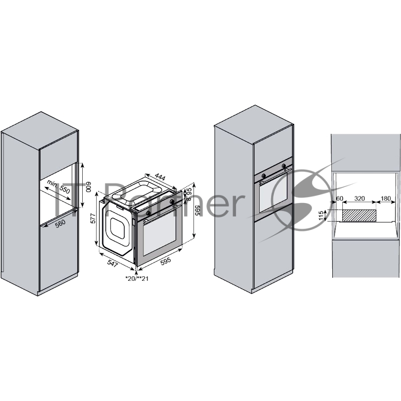 Встраиваемый духовой шкаф KUPPERSBERG HO 608 B электрический, High-Tech, 60 см, объем 80 л, 8 режимов, поворотное управление, макс. Температура 300 градусов, дисплей, таймер, цвет черный