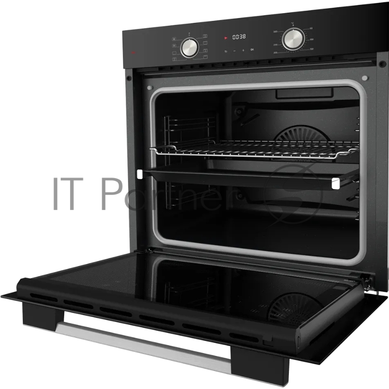 Встраиваемый духовой шкаф KUPPERSBERG HO 608 B электрический, High-Tech, 60 см, объем 80 л, 8 режимов, поворотное управление, макс. Температура 300 градусов, дисплей, таймер, цвет черный