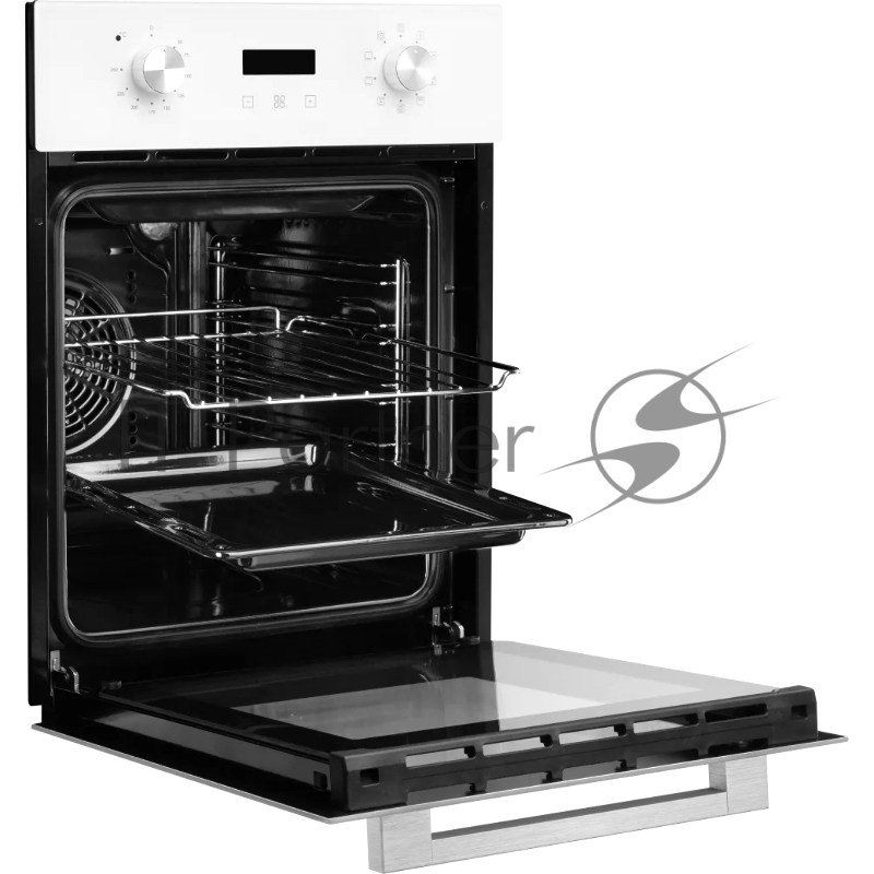 Электрический духовой шкаф Monsher MOE 4592 Blanc ширина 45 см, High-Tech, 50 л, гидролизная очистка, 9 режимов, белый