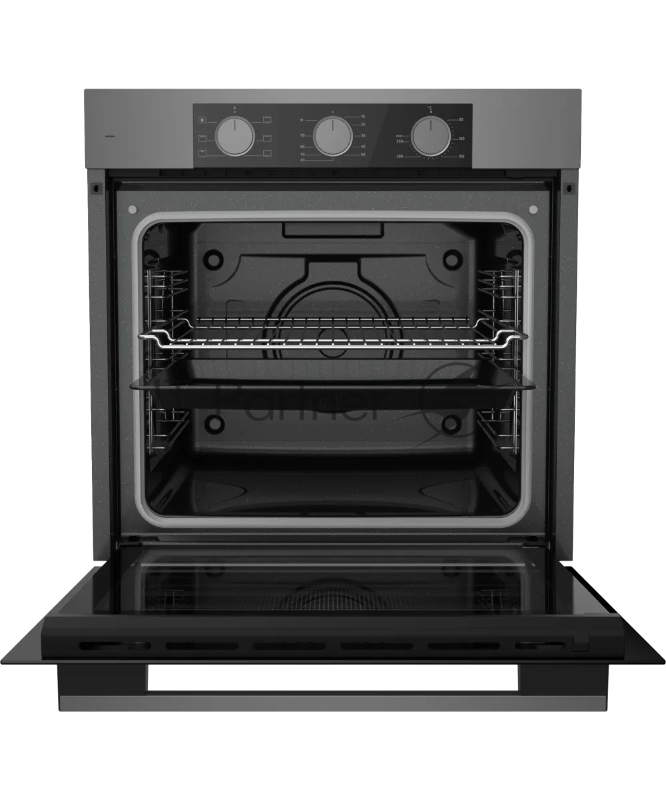 Электрический духовой шкаф Kuppersberg HF 603 GR, Поворотные переключатели, Механический таймер, Режимы работы: Нижний нагрев, Традиционный нагрев, Гриль, Макси-Гриль, Верхний нагрев, Эмаль легкой очистки, Съемная дверца, Количество стекол дверцы: 2