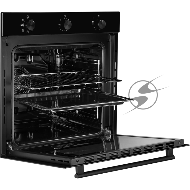 Встраиваемый электрический духовой шкаф MONSHER MOE 6006 Noir, 6 режимов: Нижний нагрев, Макси-Гриль с конвекцией, Разморозка, Режим подсветка, Традиционный нагрев, Макси-Гриль, Нижний нагрев с конвекцией, Конвекция, механические переключатели, механ