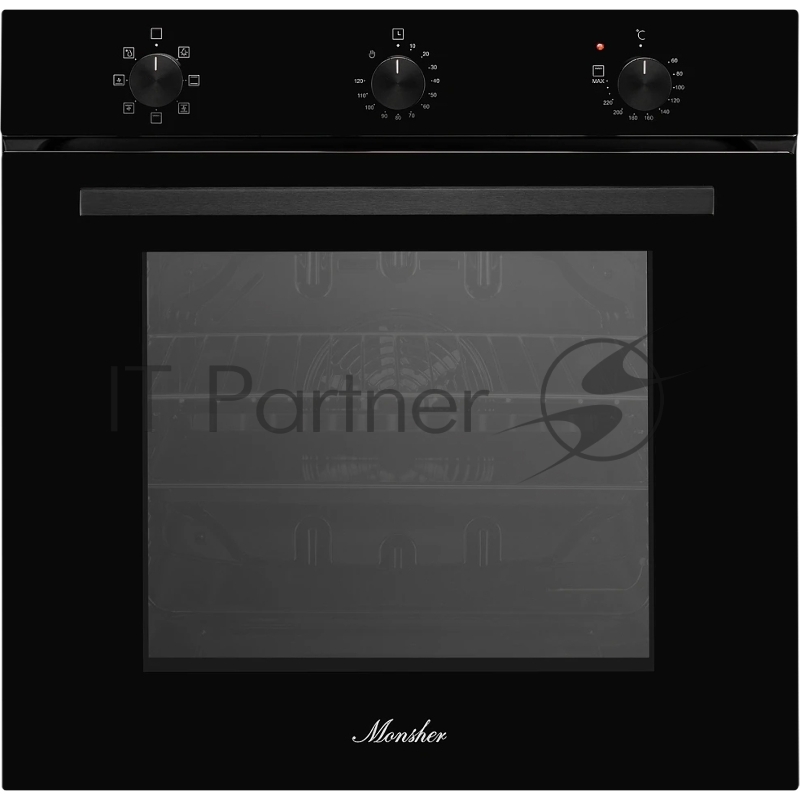 Встраиваемый электрический духовой шкаф MONSHER MOE 6006 Noir, 6 режимов: Нижний нагрев, Макси-Гриль с конвекцией, Разморозка, Режим подсветка, Традиционный нагрев, Макси-Гриль, Нижний нагрев с конвекцией, Конвекция, механические переключатели, механ