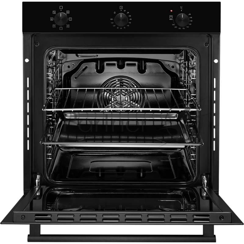 Встраиваемый электрический духовой шкаф MONSHER MOE 6006 Noir, 6 режимов: Нижний нагрев, Макси-Гриль с конвекцией, Разморозка, Режим подсветка, Традиционный нагрев, Макси-Гриль, Нижний нагрев с конвекцией, Конвекция, механические переключатели, механ