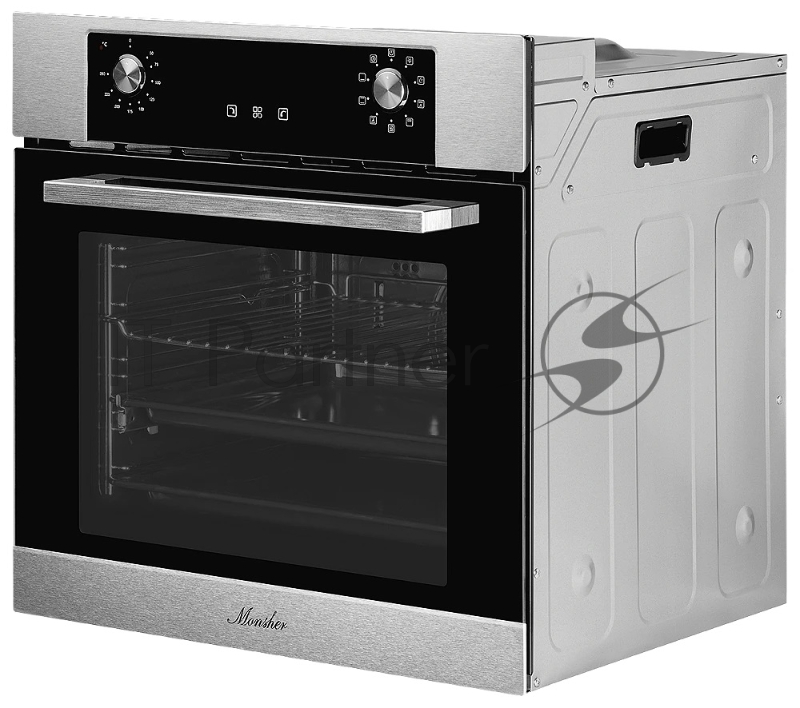 Встраиваемый электрический духовой шкаф MONSHER MOE 6092 Acier, 9 режимов: Традиционный нагрев, Макси-Гриль, Макси-Гриль с конвекцией, Нижний нагрев, Разморозка, Традиционный нагрев с конвекцией, Режим подсветка, Конвекция, Режим пицца, утапливаемые