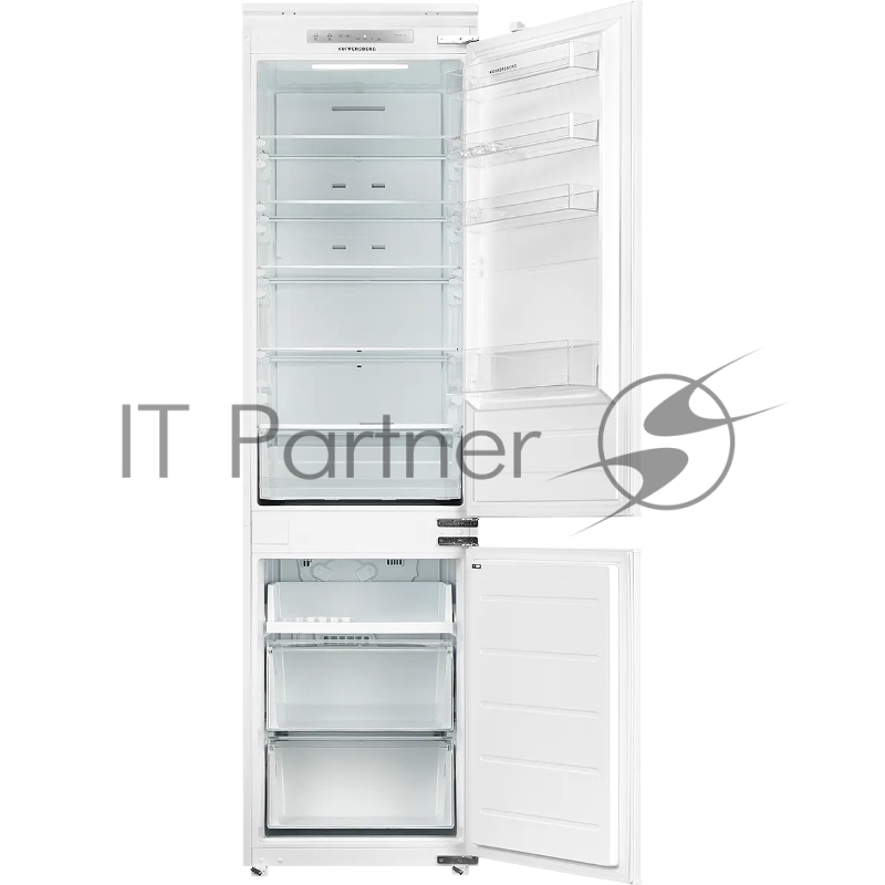 Встраиваемый холодильник Kuppersberg RBN 1961, High-Tech двухкамерный, полезный объем 334 л, суперохлаждение, суперзаморозка, функция отпуск, перевешиваемые двери (door slider), электронное управление, звуковая индикация открытой двери, NoFrost, зона