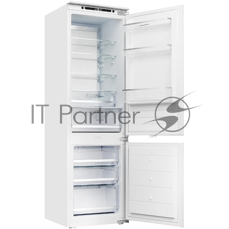 Встраиваемый холодильник Kuppersberg RBN 1760, High-Tech, объем 237 л, скользящий фасад, электронное управление, No Frost, антибактериальный пластик, звуковой сигнал при открытой дверце, перенавешиваемые двери, LED освещение, уровень шума 41 дБ, энер