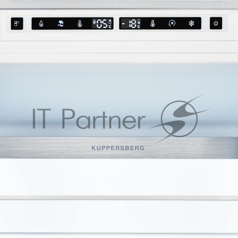 Встраиваемый холодильник Kuppersberg RBN 1760, High-Tech, объем 237 л, скользящий фасад, электронное управление, No Frost, антибактериальный пластик, звуковой сигнал при открытой дверце, перенавешиваемые двери, LED освещение, уровень шума 41 дБ, энер