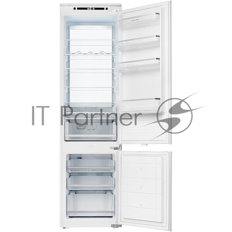 Встраиваемый холодильник Kuppersberg RBN 1960, High-Tech, объем 267 л, скользящий фасад, электронное управление, No Frost, антибактериальный пластик, звуковой сигнал при открытой дверце, перенавешиваемые двери, LED освещение, уровень шума 41 дБ, энер