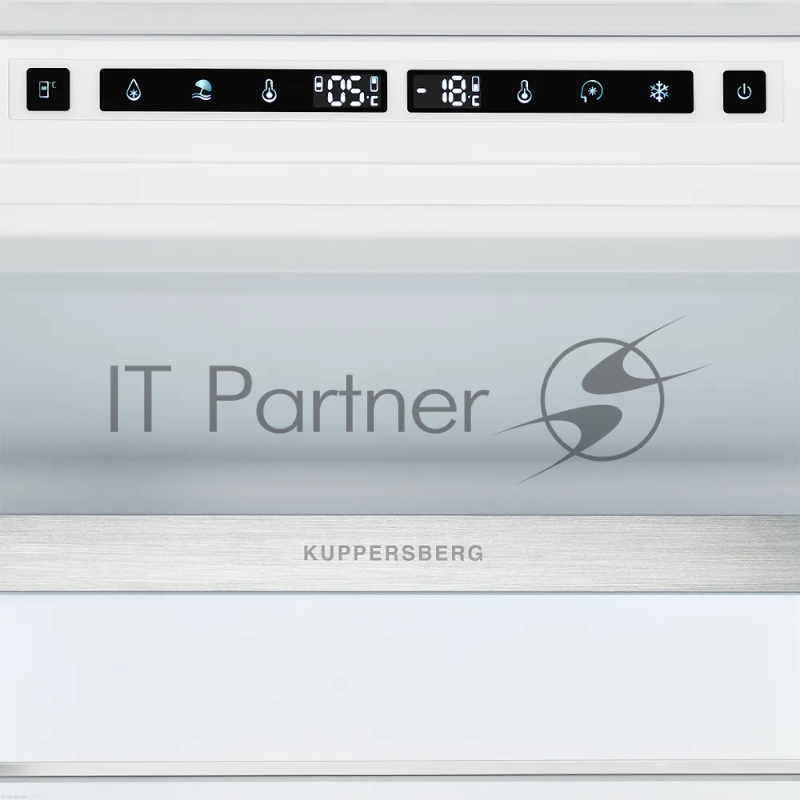 Встраиваемый холодильник Kuppersberg RBN 1960, High-Tech, объем 267 л, скользящий фасад, электронное управление, No Frost, антибактериальный пластик, звуковой сигнал при открытой дверце, перенавешиваемые двери, LED освещение, уровень шума 41 дБ, энер