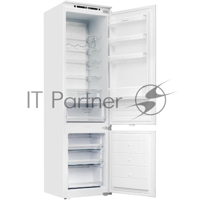 Встраиваемый холодильник Kuppersberg RBN 1960, High-Tech, объем 267 л, скользящий фасад, электронное управление, No Frost, антибактериальный пластик, звуковой сигнал при открытой дверце, перенавешиваемые двери, LED освещение, уровень шума 41 дБ, энер