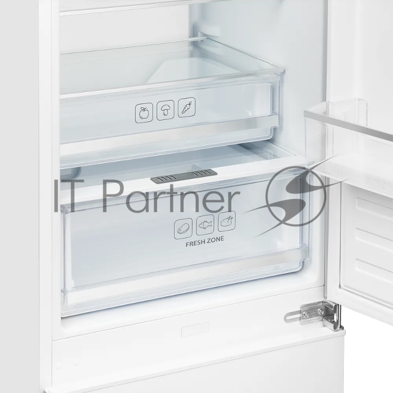 Встраиваемый холодильник Kuppersberg RBN 1960, High-Tech, объем 267 л, скользящий фасад, электронное управление, No Frost, антибактериальный пластик, звуковой сигнал при открытой дверце, перенавешиваемые двери, LED освещение, уровень шума 41 дБ, энер