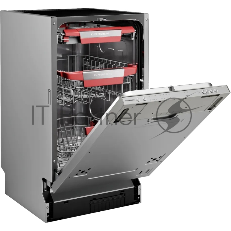 Встраиваемая посудомоечная машина Kuppersberg GIM 4592 High-Tech, 45 см, 10 комплектов, 7 программ, 3 корзины, конденсационная сушка, луч на полу, полная защита от протечек, индикатор отсутствия соли и ополаскивателя, отображение времени мытья, кнопо