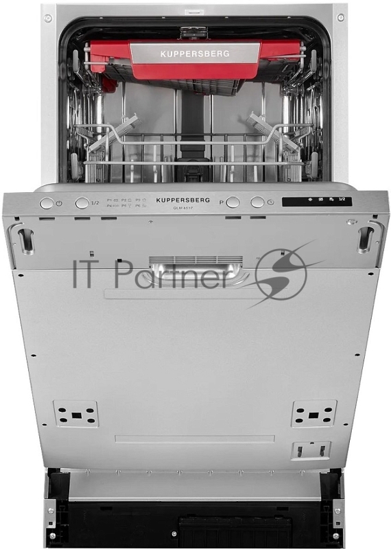 Встраиваемая посудомоечная машина Kuppersberg GLM 4537 Узкая, Полностью встраиваемая, ширина 45 см, 10 комплектов, луч на полу, 3 корзины, 6 программ, 6 температурных режимов , загрузка 1/2, А++