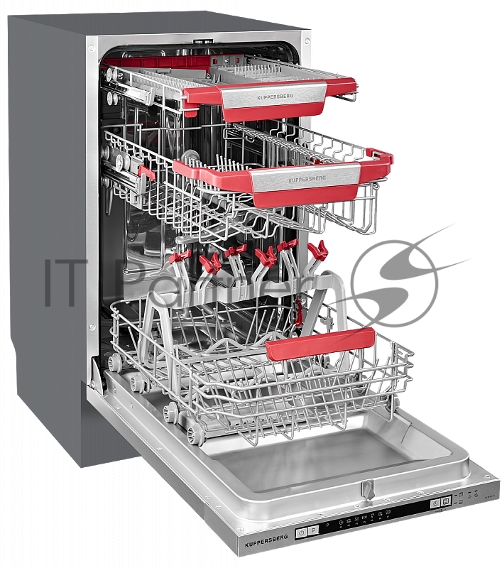 Встраиваемая посудомоечная машина Kuppersberg GLM 4575 Узкая, Полностью встраиваемая, ширина 45 см, 11 комплектов,внутреннее освещение,электронное управление, цифровой дисплей, 7 программ, 7 температурных режимов, дополнительная подставка под бокалы