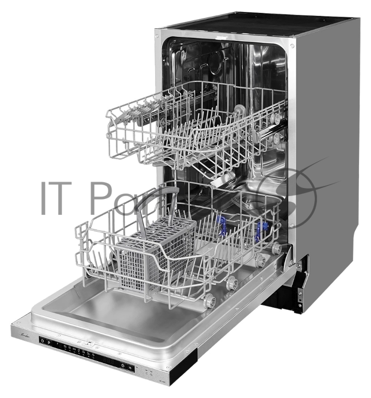 Встраиваемая посудомоечная машина MONSHER MD 4502 полностью встраиваемая, ширина 45 см, Количество корзин: 2, 9 комплектов посуды, Электронное управление, Цифровой дисплей, Отсрочка старта 1-24 часов, программ: Интенсивная, Нормальная, ЕСО, Стекло,