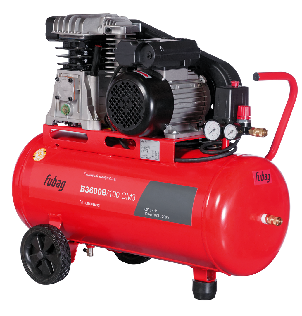 Компрессоры FUBAG B 3600B /100 СМ3 Компрессор 28FV504KOA644 {Реси- вер, л 100 Произ- водит., л/мин 360 Давле- ние, бар 10 Мощность, кВт 2.2 Напря- жение, В 220 Вес, кг 64}