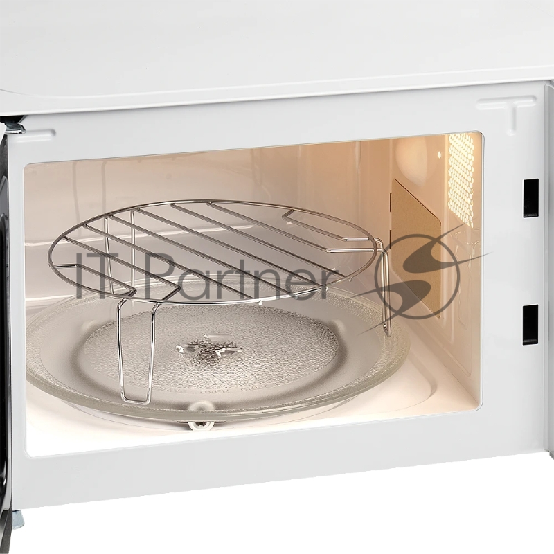 Микроволновая печь MONSHER MTW 203 Blanc, отдельностоящая, 5 уровней мощности, объем 20 л, гриль, поворотный переключатель/кнопочное управление, таймер, 8 автоматических программ, часы, блокировка от детей, поворотный стол, цвет белый