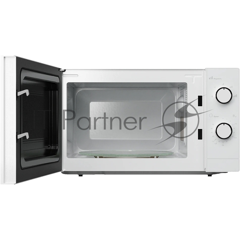 Микроволновая печь MONSHER MTW 204 Blanc, отдельностоящая, 5 уровней мощности, объем 20 л, гриль, поворотный переключатель/кнопочное управление, таймер, блокировка от детей, поворотный стол, цвет белый