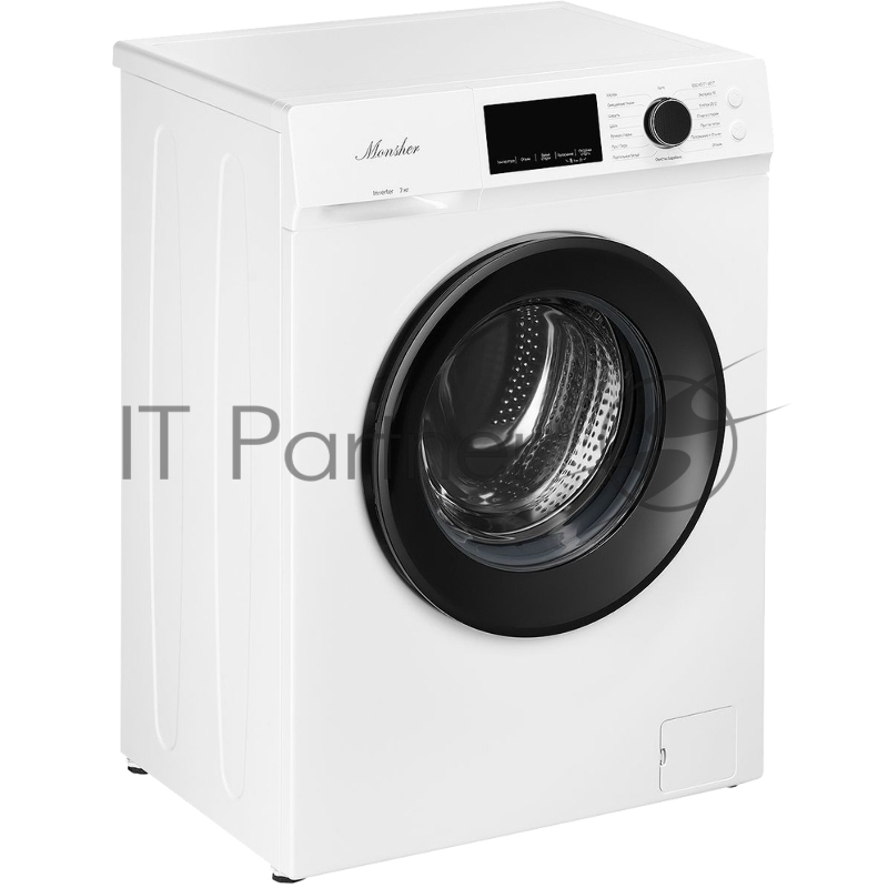 Стиральная машина MONSHER MWM 450 Blanc отдельностоящая, фронтальная, 16 программ, загрузка 7 кг, 1200 об/мин, сенсорное/механическое управление, инверторный двигатель, отложенный старт, блокировка от детей, энергоэффективность А+++, цвет белый
