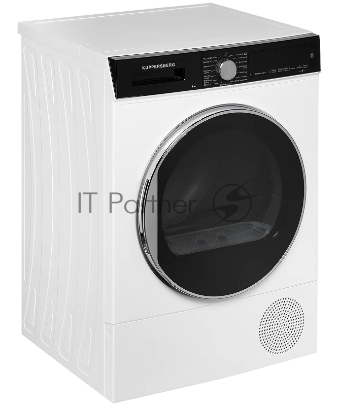 Сушильная машина Kuppersberg DM 560 W High-Tech, отдельностоящая, загрузка 8 кг, 15 программ, легкая глажка, отключение звука, блокировка от детей, сенсорное управление, энергоэффективность А+, уровень шума 65 дБ, цвет белый