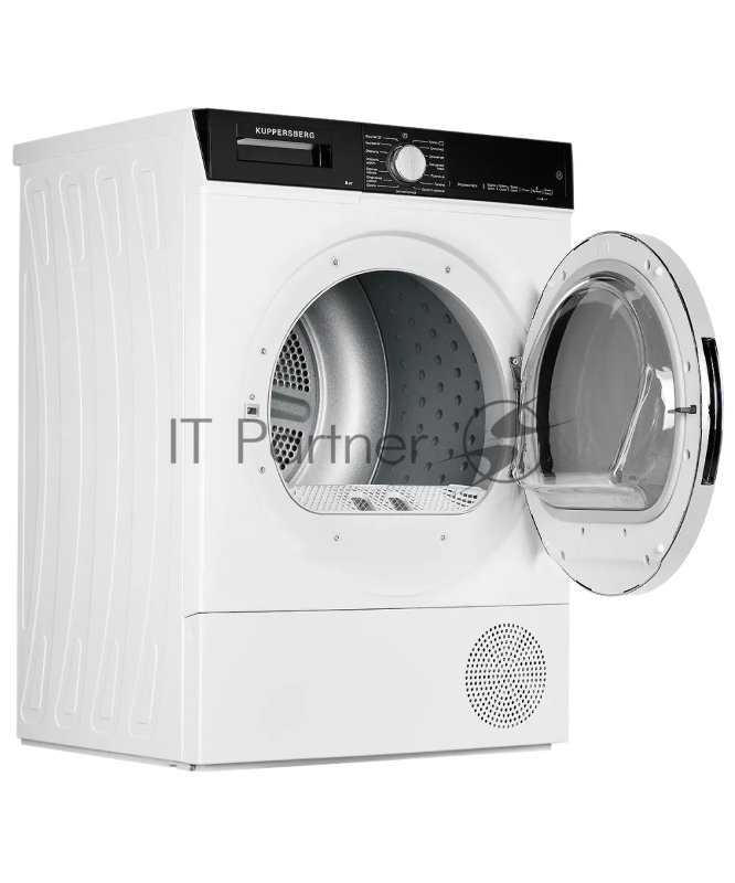 Сушильная машина Kuppersberg DM 560 W High-Tech, отдельностоящая, загрузка 8 кг, 15 программ, легкая глажка, отключение звука, блокировка от детей, сенсорное управление, энергоэффективность А+, уровень шума 65 дБ, цвет белый