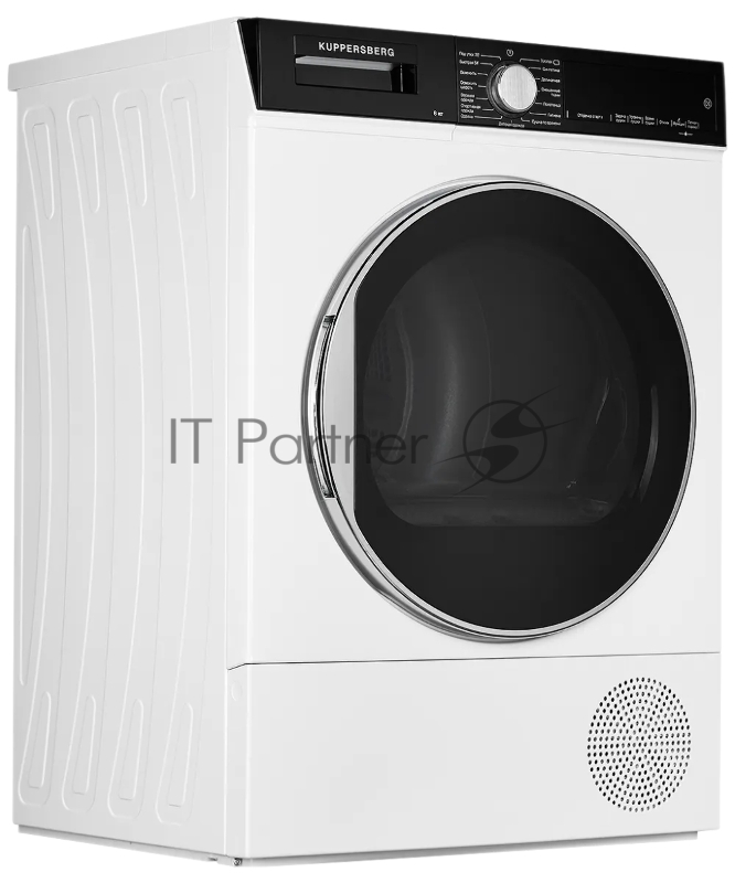 Сушильная машина Kuppersberg DM 560 W High-Tech, отдельностоящая, загрузка 8 кг, 15 программ, легкая глажка, отключение звука, блокировка от детей, сенсорное управление, энергоэффективность А+, уровень шума 65 дБ, цвет белый