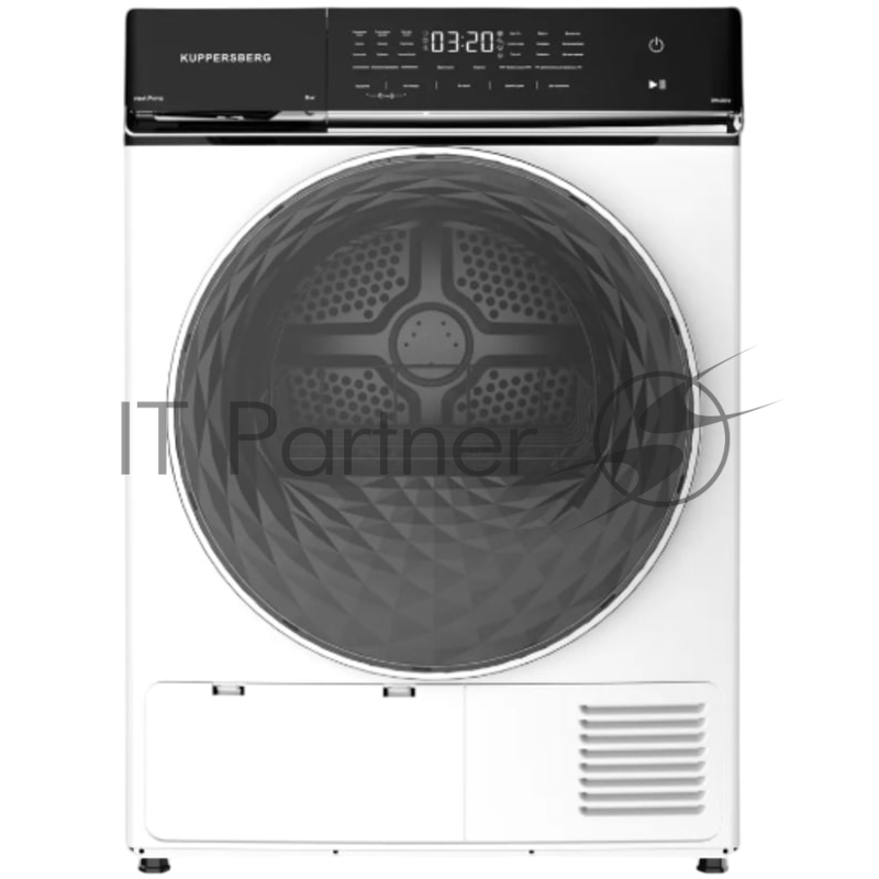 Сушильная машина Kuppersberg DM 650 W отдельностоящая, загрузка 8 кг, 15 программ, отсрочка старта, отключение звука, блокировка от детей, сенсорное управление, сенсорный дисплей, защита от сминания, энергоэффективность А++, уровень шума 70 дБ, цвет