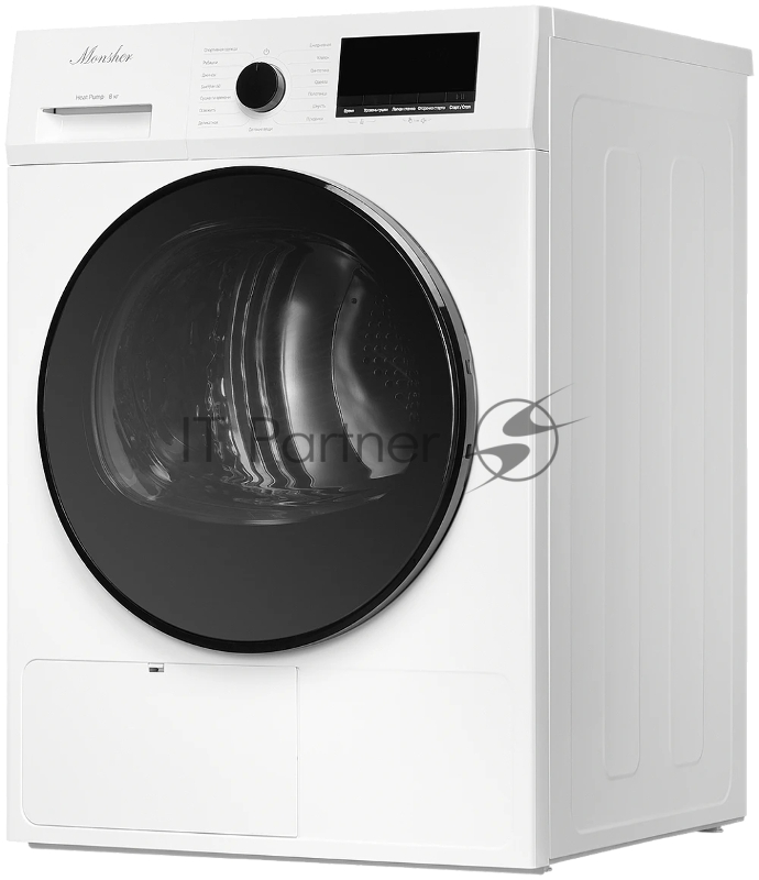 Сушильная машина MONSHER MDM 630 Blanc, отдельностоящая, фронтальная, 15 программ, загрузка 9 кг, 1400 об/мин, кнопочное управление, отложенный старт, блокировка от детей, энергоэффективность А++, цвет белый