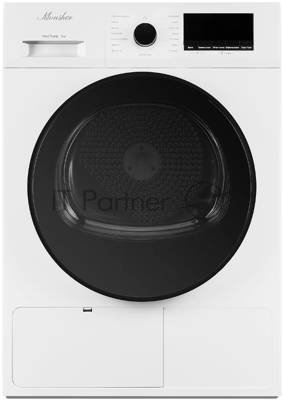 Сушильная машина MONSHER MDM 630 Blanc, отдельностоящая, фронтальная, 15 программ, загрузка 9 кг, 1400 об/мин, кнопочное управление, отложенный старт, блокировка от детей, энергоэффективность А++, цвет белый