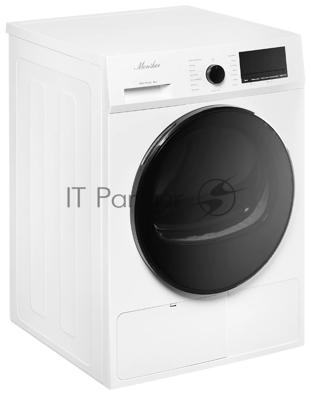 Сушильная машина MONSHER MDM 630 Blanc, отдельностоящая, фронтальная, 15 программ, загрузка 9 кг, 1400 об/мин, кнопочное управление, отложенный старт, блокировка от детей, энергоэффективность А++, цвет белый