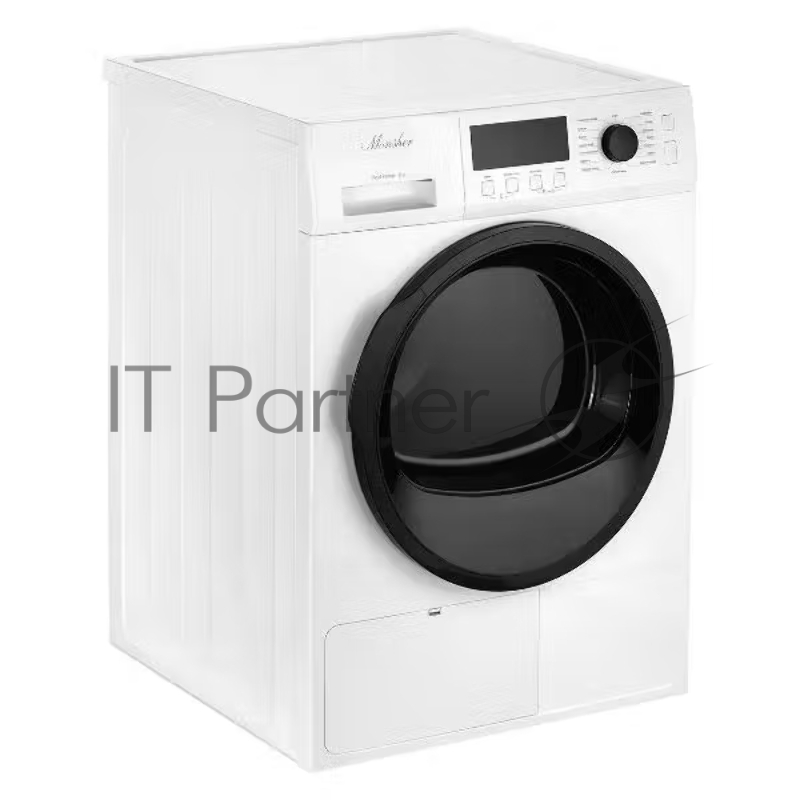 Сушильная машина MONSHER MDM 631 Blanc, High-Tech, загрузка 8 кг, 16 программ, тепловой насос, подсветка барабана, отсрочка старта, электронное управление, блокировка от детей, энергоэффективность А++, цвет белый