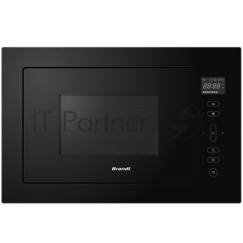 Встраиваемая микроволновая печь Brandt, 3 функции приготовления, 8 автоматических программ, гриль, размораживание, сенсорное управление, таймер, объем 25 л, защита от детей, цвет черный